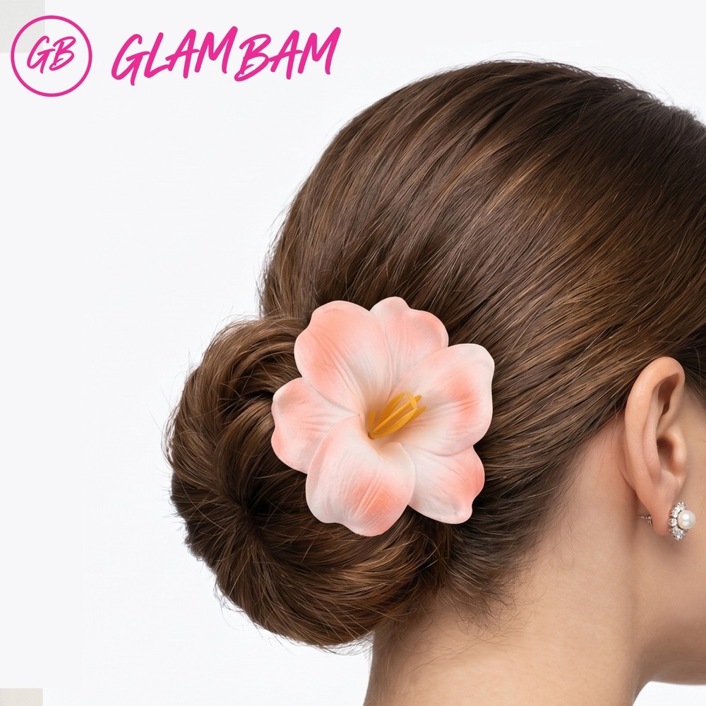 Elegant Pink White‎ Foam Flower Hair Clip Duckbill Barrette Spring Accessory